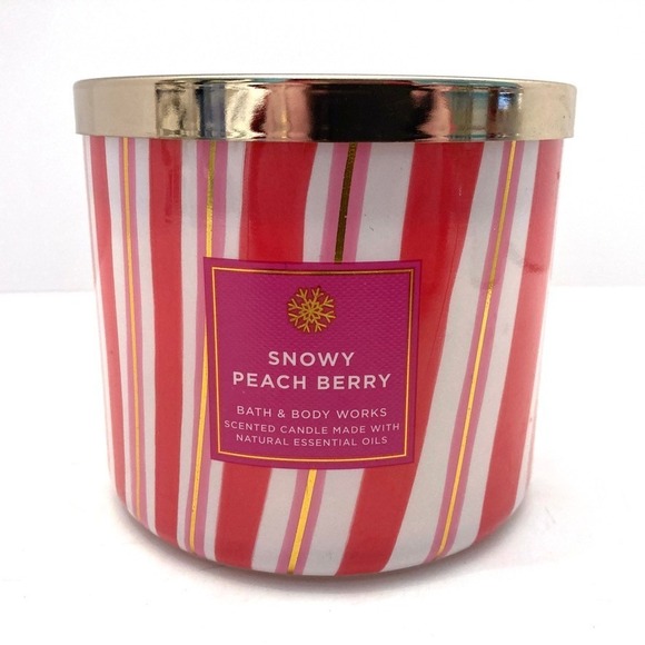 Bath & Body Works Other - Bath & Body‎ Works Snowy Peach Berry 3 Wick Jar Candle 14.5oz NEW